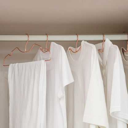 20 Pack Heavy Duty Metal Steel Wire Clothes Hanger, Ultra Slim & Short Neck Hanger,Space Saving Durable Non-Slip Felt Hangers, Closet Organizer for Home Dorm Laundry (Rosy Gold)