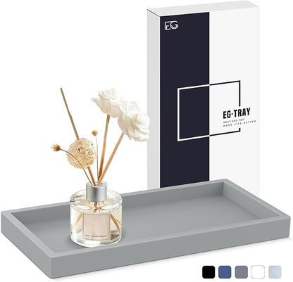 Bathroom Vanity Tray,Thick Original Silicone Soap Dispenser Tray,EGWON Shatterproof Toilet Tank Tray Vanity Tray for Dresser Tops,Bathroom for Perfume,Soap Bottle