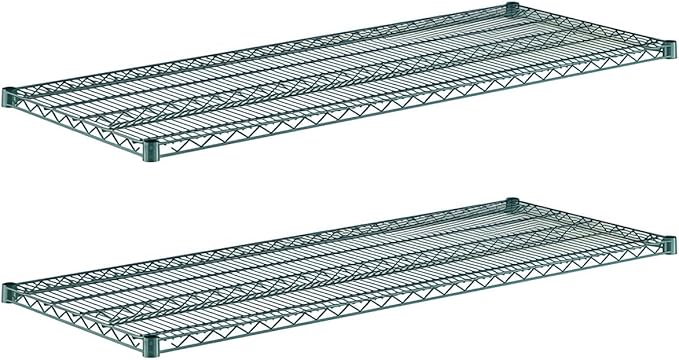 (2-Pack) 24" x 60" Green Epoxy Additional Heavy Duty Wire Shelving, Wire Shelf for Shelving Units, NSF Replacement Shelves for Rack