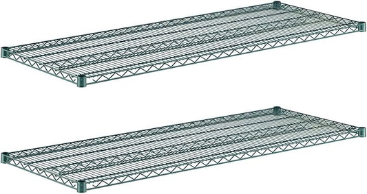 (2-Pack) 24" x 60" Green Epoxy Additional Heavy Duty Wire Shelving, Wire Shelf for Shelving Units, NSF Replacement Shelves for Rack