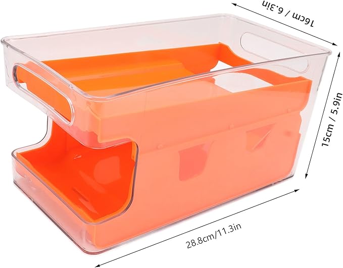 2 Tier Soda Can Rack Beverage Can Can Storage Holder Can Holder for Pantry Refrigerator (Orange)