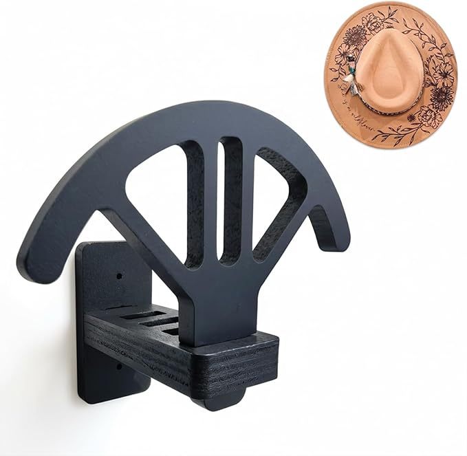 Adjustable Cowboy Hat Rack Holder, Wooden Cowboy Hat Wall Mount Stand for Wall Can Keeps Original Shape of Hat, 4-Speed Adjustable Western Hat Display, for Fedoras Hat Cowboy Hat Sun Hats