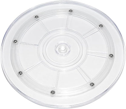 1 Pcs Clear 9 inch Acrylic Lazy Susan Rotating Turntable Organizer Bearings - Round Swivel Plate for Spice Rack, Table, Cake, Kitchen Pantry