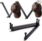 Qiannhee 2 Pack Wooden Hat Rack,Wall Mounted Expandable Cap Organizer with 5 Hooks,Solid Wood Hat Holder for Baseball Caps, Flexible Hanger for Entryway Bedroom Garage Decor (Black)