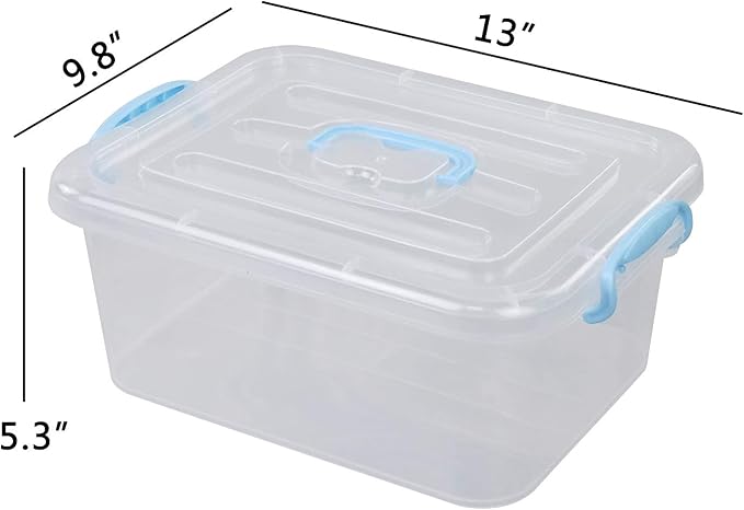8 Quart Plastic Storage Container with Lid and Handles, 2 Packs