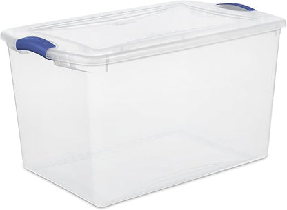 2PC-66 Quart Clear Plastic Storage Bin with Latch Lid, Stackable, Transparent, BPA-Free for Home Organization