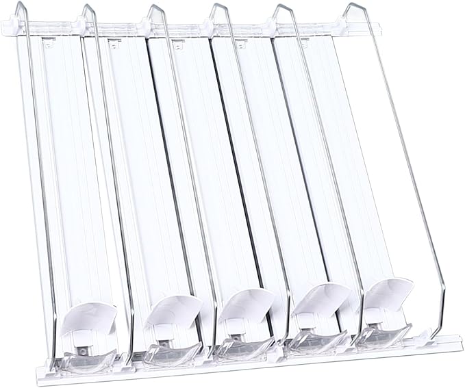 KIMISS Drink Organizer for Fridge Spring Loaded Adjustable Push Rod Slide Rail Soda Can Dispenser for Beer Beverages 38cm Black (White)