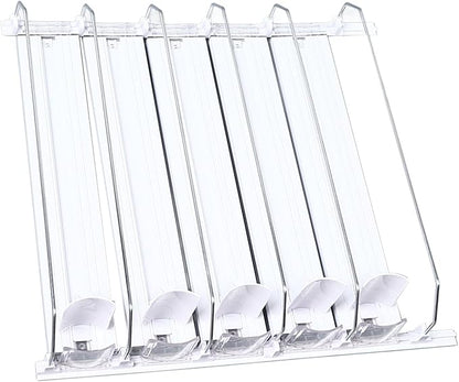 KIMISS Drink Organizer for Fridge Spring Loaded Adjustable Push Rod Slide Rail Soda Can Dispenser for Beer Beverages 38cm Black (White)