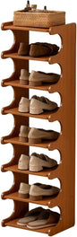 Vertical Narrow Shoe Rack, Corner Shoe Rack for Entryway, 8 Tier Wooden Free Standing Multi Layer Shoe Storage Rack for Entryway, Corridors, Bedrooms Living Room Corner And Small Spaces(8 Tier)