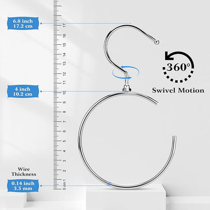 Yaocom 4 Pack Belt Hangers for Closet Rotatable Belt Ring Hook Tie Rack Holders Closet Hanger Organizer for Ties Scarves Baseball Cap Wardrobe Accessory Storage(Silver)