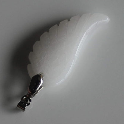 35mm Hand carved mixed gemstom angel wing for necklace pendant bead (white jade)