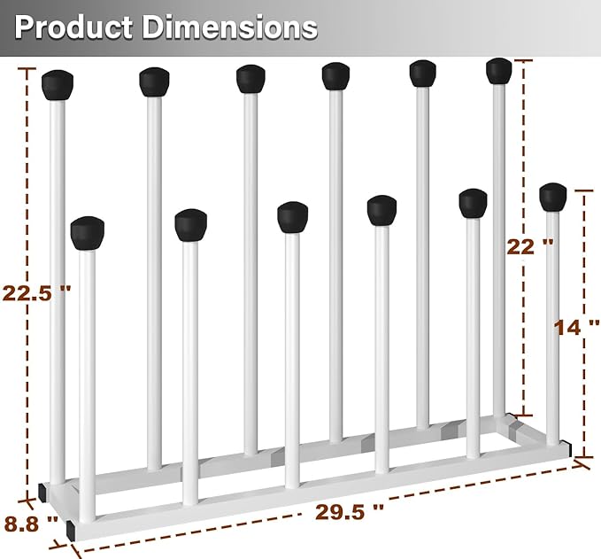 Free Standing Shoe Racks, Tall Black Metal Boot Rack Organizer for 6 Pairs, Knee-High Boot Storage Shelf for Closet, Bedroom, Entryway, Hallway, White