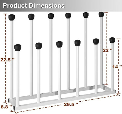 Free Standing Shoe Racks, Tall Black Metal Boot Rack Organizer for 6 Pairs, Knee-High Boot Storage Shelf for Closet, Bedroom, Entryway, Hallway, White