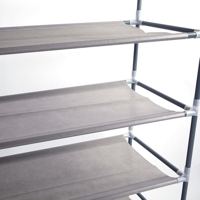 Savins Simple Assembly 10 Tiers Non-woven Fabric Shoe Rack Gray
