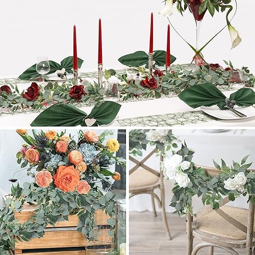 RECUTMS Artificial Silk Eucalyptus Vines Garland with Willow Leaves 2Pc 6Ft - Image 5