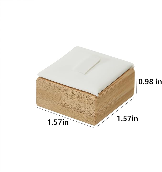 Coward Bamboo 6 Pcs Rings Display Stand, Ring Jewelry Holder Organizer Drawer Storage (White PU)