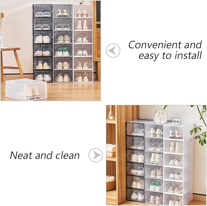 FOMIYES Shoe Storage Boxes 3pcs 34x15.5x24cm Dustproof Waterproof Plastic Shoe Organizers for High-top Sneakers and Boots Stackable for Home Closet Organization