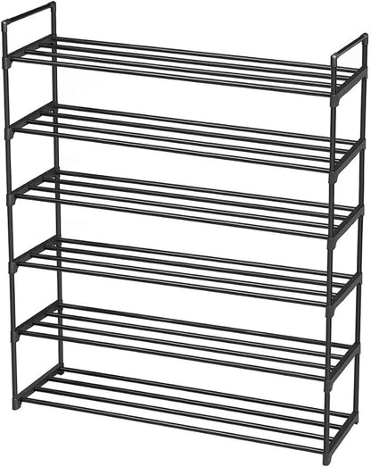 6 Tiers Shoe Rack Natural Bamboo Shoes Shelf Storage for Hallway Entryway Closet Wooden Stackable Shoe Organizer (Style C)
