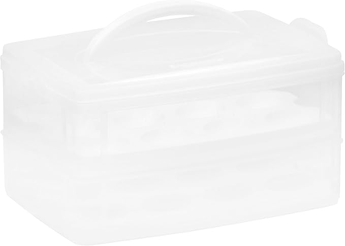Snapware (2-Layer,24 Eggs Plastic Detachable Deviled Egg Carrier Storage Container With Lid and Handle,Freezer Dishwasher Microwave Safe,(Pack of 6)