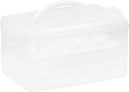 Snapware (2-Layer,24 Eggs Plastic Detachable Deviled Egg Carrier Storage Container With Lid and Handle,Freezer Dishwasher Microwave Safe,(Pack of 6)