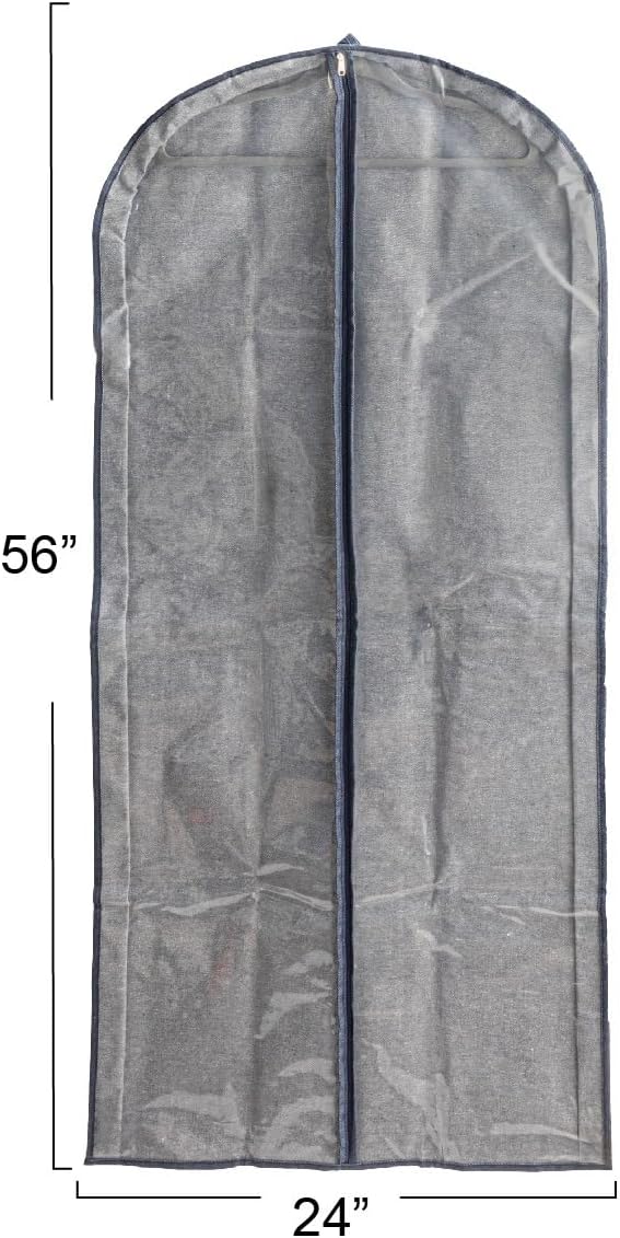 Household Essentials Hanging Zippered Garment Storage Bag with Clear Vision Front, Set of 2, Denim
