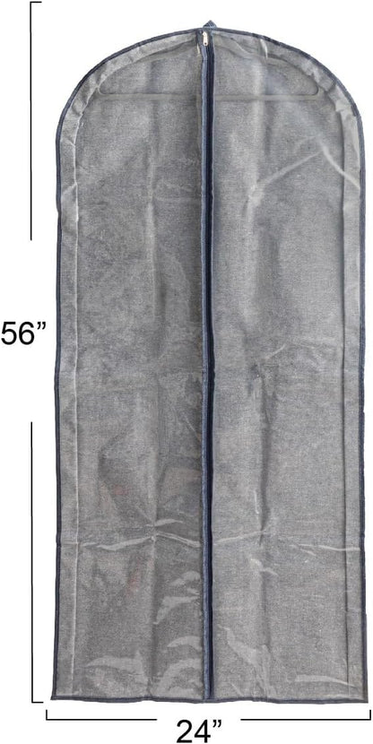 Household Essentials Hanging Zippered Garment Storage Bag with Clear Vision Front, Set of 2, Denim