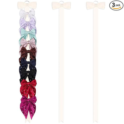 3 PCS Bow Holder for Girls Hair Bows, Ribbon Hair Clip Oraganizer Hair Barrettes Storage for Women,Wall Hanging Alligator Clip Hair Accessories Organizer Bedroom College Dorm Decor (Beige-3pcs)