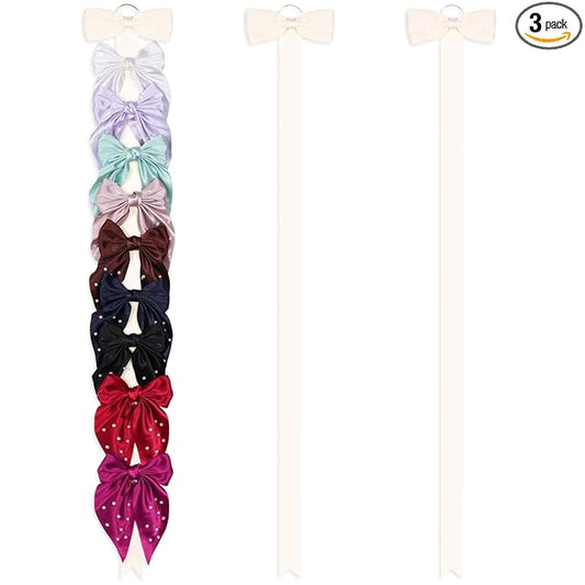 3 PCS Bow Holder for Girls Hair Bows, Ribbon Hair Clip Oraganizer Hair Barrettes Storage for Women,Wall Hanging Alligator Clip Hair Accessories Organizer Bedroom College Dorm Decor (Beige-3pcs)