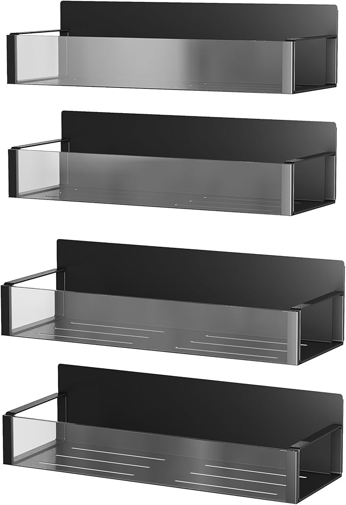 Vetacsion 4 Pack Moveable Fridge Magnetic Spice Racks,Metal (Clear)