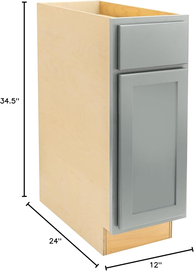 Quicklock RTA (Ready-to-Assemble) | Base Kitchen Cabinets - Shaker Style | Made in America (Magnetic Gray, 12" Wx34.5 Hx24 D Base)