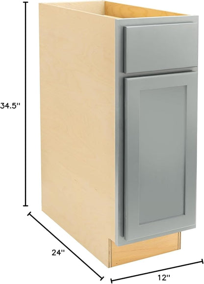 Quicklock RTA (Ready-to-Assemble) | Base Kitchen Cabinets - Shaker Style | Made in America (Magnetic Gray, 12" Wx34.5 Hx24 D Base)