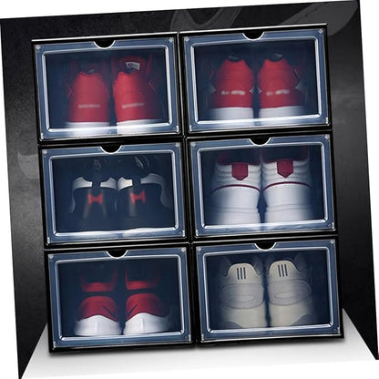 MAGICLULU Thick Plastic Magnetic Shoe Boxes Stackable Shoes Storage Easy to Entryway Organizer