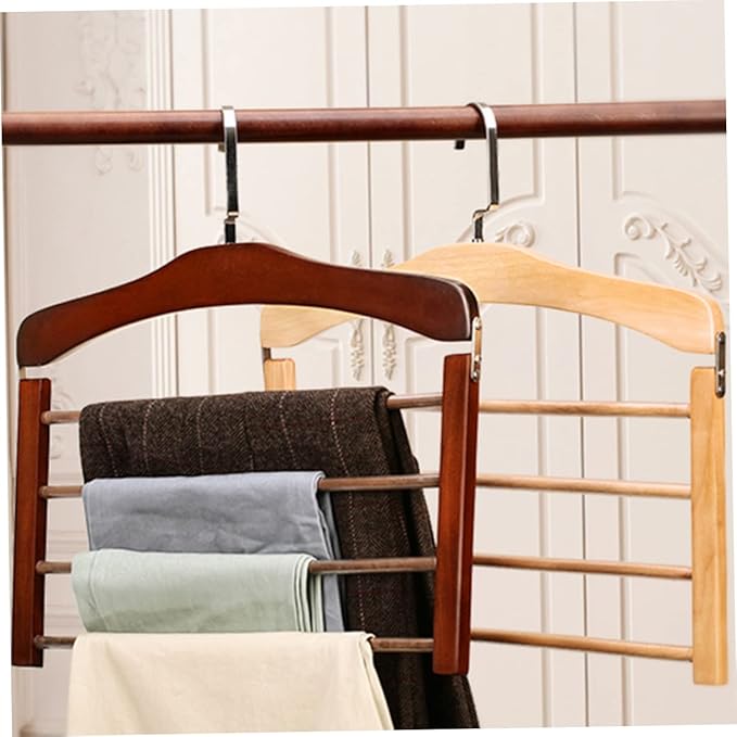 Multifunctional Non Wooden Clothes Hanger for Pants and Skirts Natural Finish Ideal for Closet Organization and Drying Space Saving Design