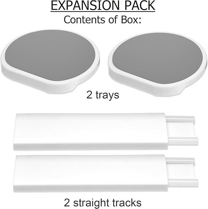 Light Gray - Expansion Pack - 2 Straight Tracks and 2 Trays. Does not Work Without the Lazy Susan Revolution Full Set (Sold Separately).