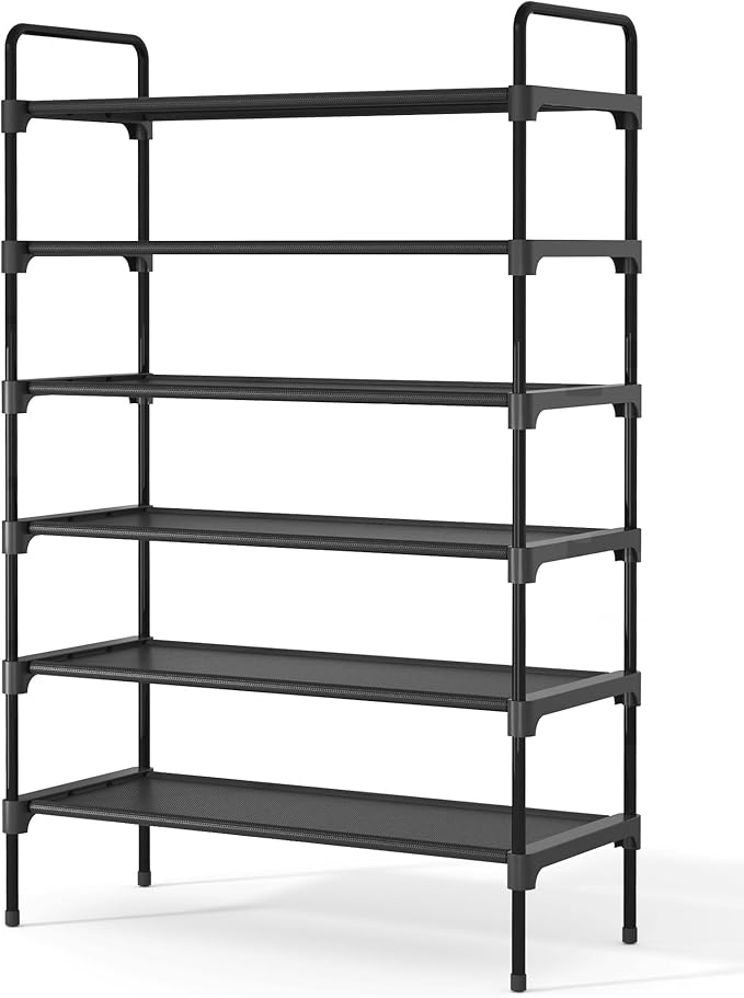 Kitsure Shoe Rack for Closet, Sturdy and Long-Lasting Shoe Shelf, Shoe Rack for Entryway, Personalized DIY Shoe Organizer, Shoe Rack Organizer for Space-Saving, 27.6" x 11.8" x 43.3", Black