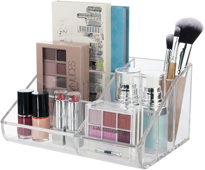 MEKBOK Makeup Organizer - Organize Cosmetics and Beauty Supplies - Acrylic Bathroom Organizers - Clear Plastic Storage Bins For Vanity