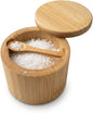 Salt Cellar with Magnetic Swivel Lid and Spoon – Bamboo Salt Box for Countertop, 6 oz Wooden Salt Container | Stores Sea Salt, Kosher Salt, Spices, Pepper & Sugar | Housewarming Gift for Home Cooks