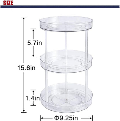 Non-Skid 3 Tier Lazy Susan Turntable - 360 Degree Rotating Spice Rack for Kitchen, Cabinet & Pantry