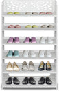 6 Tier Wood-Plastic Board Shoes Rack,Narrow Vertical Shoes Rack,Freestanding Shoe Organizer Shelf,Shoe Rack Storage Organizer,with Shelves,for Closet, Entryway, Front Door Entrance, Hallway (White)