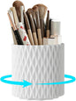 Makeup Brush Holder Organizer, 360° Rotating 5-Slot Make up Brushes Cup for Cosmetic, Lipstick, Hair Brush Holder - Spinning Vanity Countertop Caddy for Bathroom, Dorm & Office, White