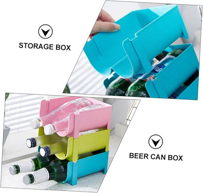 DECHOUS 3pcs Stackable Refrigerator Storage Rack Beer Can Storage Box for Kitchen Wine Containers Easy to Clean Beverage Organizer