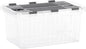 Superio Storage Box with Hinged Lids, Plastic Container Bins for Organizing with Attached Lid, Stackable Crates, BPA Free, Organizers for Home and Dorm, 10.5 Quart (Clear with Grey Lids, 15"x10"x7")