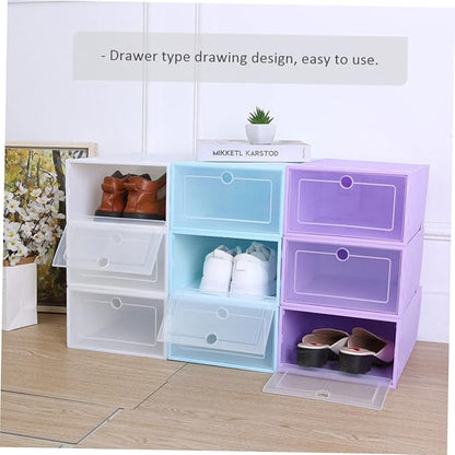 Alipis 6pcs Transparent Stackable Shoes Organizer Space-saving Breathable Design Material for Closet Home Storage