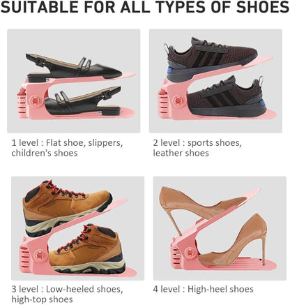 Shoe Slots Organizer 36 Pack - Shoe Organizer Space Saver 50%,Adjustable Thickening Shoe Stackers for a pair of Shoes,Shoe Storage Shoe Rack Holder for closet organization,organizador de zapatos,Pink