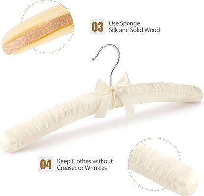 Women's Clothing Padded Hangers, 15 Inch Satin Hangers, Thick Foam Padding, No Shoulder Pads, for Sweaters, Suits, Wedding Dresses, Fine Cashmere (Pack of 10)