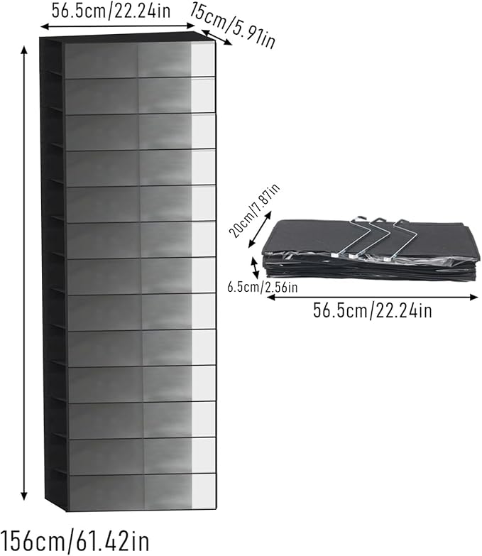Hangable Shoe Organizer, Sneakers, Storage Rack, 26 Pocket Clear Foldable Storage Rack, Over The Door Shoe Organizer, Easy Access Space Saver for High Heels Sneakers Boots Flats Bedroom Closet