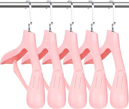 DEDU Plastic Extra Wide Shoulder Suit Hangers for Men 15 Pack Width 17.7", Pink Sweater Hangers no Shoulder Bump Non Slip for Thick Sweaters, Clothes Hangers with Pants Bar & Metal Hook