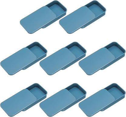 uxcell 8Pcs Slide Top Tin Containers, Mini Metal Empty Tins Box with Sliding Lids, 3.1"x2"x0.6" Rectangular Storage Organizers for Lip Balm, Solid Perfume, Small Items, Blue