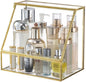 YUEHUA Makeup Organizer Glass Makeup Holder Bathroom Countertop Vanity Cosmetic Organizer for Lipsticks Skincare Toner Storage