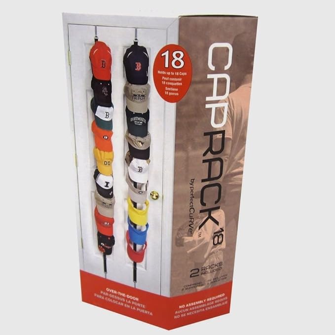 New Perfect Curve2 Cap Rack Fits 9 Each Baseball Hats Visors Over Door Holder